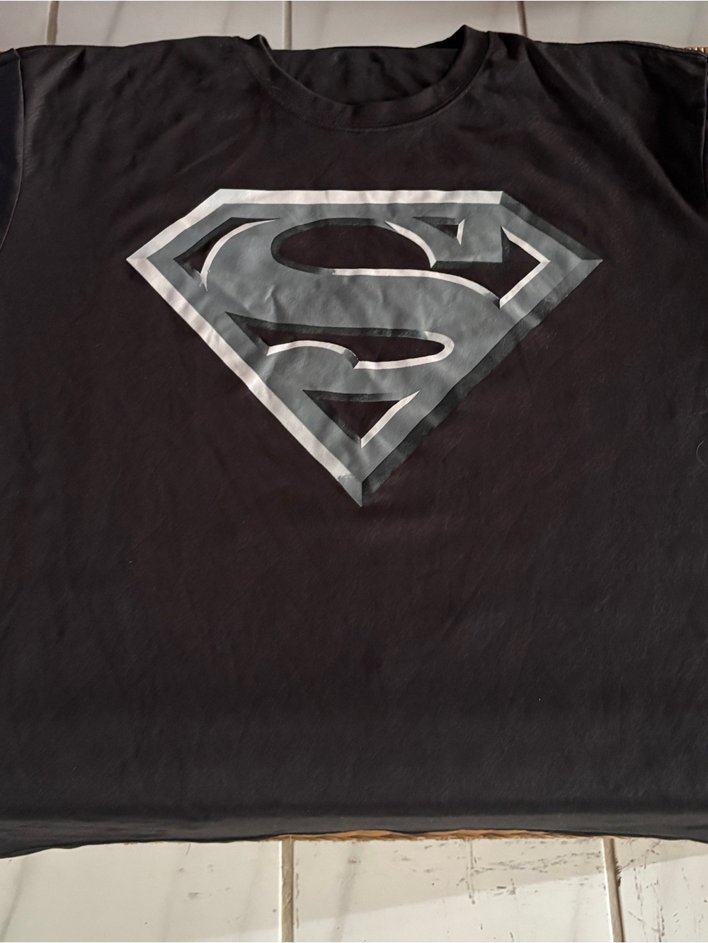 Superman Logo Black Dry-Fit Graphic Tee